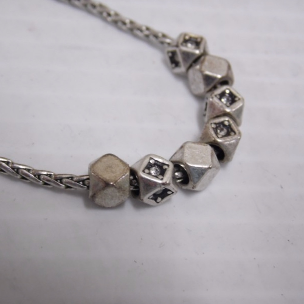 17" Fossil Silvertone Sliding Metal Bead Necklace Vintage